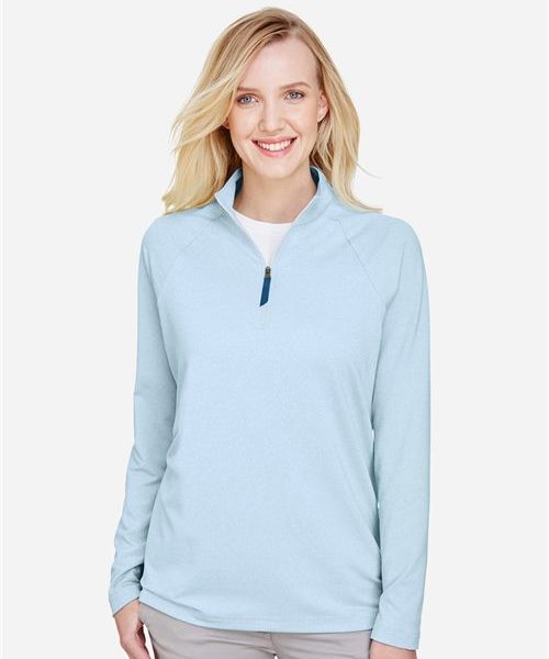 Women's CrownLux Performance® Clubhouse Micro-Stripe Quarter-Zip Pullover